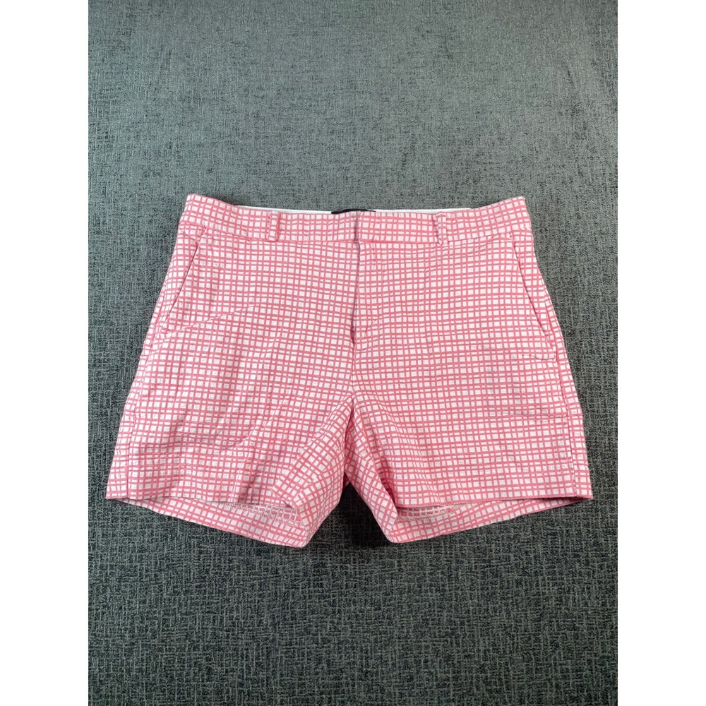 Banana Republic Pink White Grid Print Chino Shorts Womens Size 8 Preppy Summer